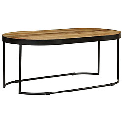 vidaXL Table basse Ovale Bois massif de manguier brut et acier 100 cm