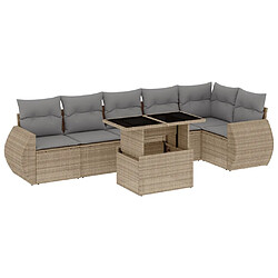 vidaXL Salon de jardin avec coussins 7 pcs beige résine tressée