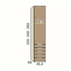 Acheter Inside 75 Armoire 225,4 x 240 cm 5 portes 5 tiroirs caisse Habana façade Habana Blanc laquée