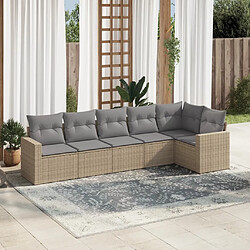 vidaXL Salon de jardin avec coussins 6 pcs beige résine tressée