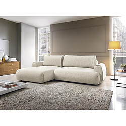 Vente-Unique Canapé d'angle gauche convertible en tissu texturé beige MONELIA 