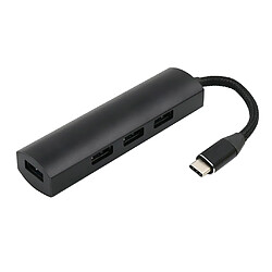 usb-c type-c à 4 port usb 3.0 concentrateur convertisseur de connecteur noir