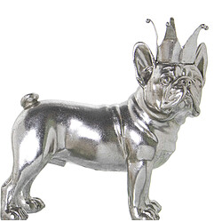 Figurine Décorative Alexandra House Living Argenté Plastique Chien Couronne 14 x 26 x 25 cm 