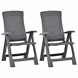 Maison Chic Lot de 2 Chaises inclinables de jardin - Fauteuil d'extérieur Plastique Moka -MN24196