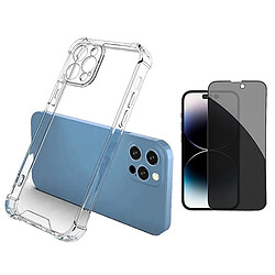 Kit Étui SuperProtectAnti-Shock + Film Verre Trempé Anti-Spy Phonecare pour Apple iPhone 15 Pro - Transparent 