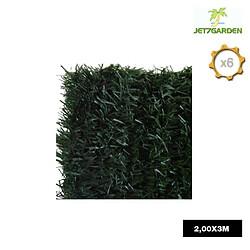 Lot de 6 rouleaux haie artificielle JET7GARDEN 2x3m - vert sapin - 126 brins ULTRA