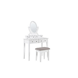 Beliani Coiffeuse blanche 4 tiroirs avec miroir et tabouret LUNE