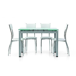 Alter Table extensible, avec structure en métal gris et étagère en verre, 110x70x76 cm