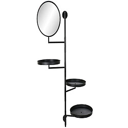 Pegane Etagère avec miroir en métal coloris noir - Longueur 80 x profondeur 41 x hauteur 138 cm