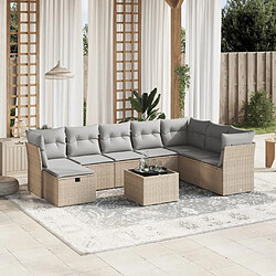 vidaXL Salon de jardin avec coussins 9pcs mélange beige résine tressée 