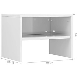 vidaXL Tables de chevet 2pcs Blanc brillant 40x30x30cm Bois ingénierie pas cher