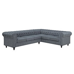 Beliani Canapé angle à gauche 6 places en tissu gris clair CHESTERFIELD