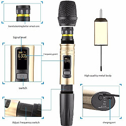 Universal 2 pcs/set de microphone sans fil UX2UHF, microphone à main, haut-parleur, récepteur USB portable UHF, amplificateur vocal DJ pour KTV. pas cher