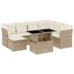 vidaXL Salon de jardin avec coussins 8 pcs beige résine tressée