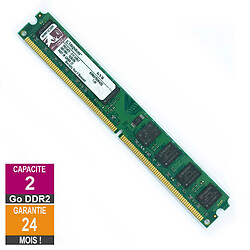 Barrette Mémoire 2Go RAM DDR2 Kingston KVR667D2N5/2G LP DIMM PC2-5300U 2Rx8 - Reconditionné