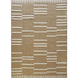 Thedecofactory JUTE RELIEF STRIE - Tapis de couloir effet jute à motif en relief blanc 80x150 