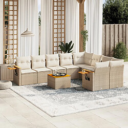 Maison Chic Salon de jardin avec coussins 10 pcs | Ensemble de Table et chaises | Mobilier d'Extérieur beige résine tressée -GKD52294