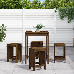 Maison Chic Table de bar et chaises d'extérieur 5 pcs,Ensemble de bar de jardin pour relax marron miel bois de pin massif -GKD622230