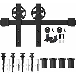 Quincaillerie Kit de Rail Porte Coulissante - 2.3M/7.5FT Quincaillerie Kit de Rail Porte Coulissante pour Système de Quincaillerie à Célibataire Porte, Wheel Forme J - 2.3M/7.5FT