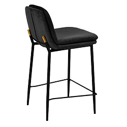 Moloo NOLAN - Chaise de bar tissu chenillé Noir et métal noir mat (x2)