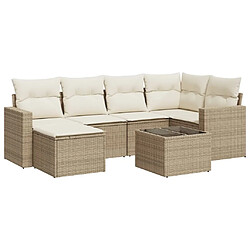 Maison Chic Salon de jardin avec coussins 7 pcs | Ensemble de Table et chaises | Mobilier d'Extérieur beige résine tressée -GKD29974