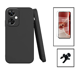 PHONECARE Kit Film Hydrogel Full Cover Avant + Coque Silicone Liquide + Support Magnétique de Voiture Renforcé pour OnePlus Nord CE3 - Noir 