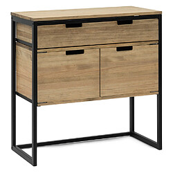 Ds Meubles Console Buffett TI+CP 80x40x80cm Console Buffet Icub industriel tiroir + portes 80x40x80cm Noir–Vieilli