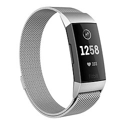 Shot Bracelet en Maille pour FITBIT Charge 3 Taille S 95-103mm Petit Poignet Metal Respirant (ARGENT)