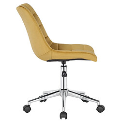 Decoshop26 Chaise de bureau en velours jaune sur roulettes design moderne hauteur réglable BUR10596