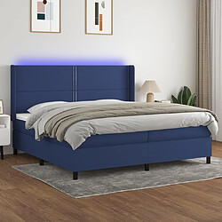 Sommier à lattes et matelas LED,Cadre à lattes de lit pour Adulte Bleu 200x200 cm Tissu -MN98177