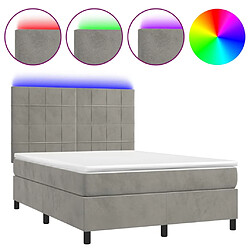 vidaXL Sommier à lattes de lit matelas et LED Gris clair 140x190 cm