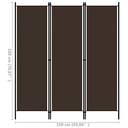 vidaXL Cloison de séparation 3 panneaux Marron 150x180 cm pas cher