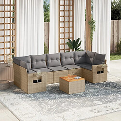 vidaXL Salon de jardin avec coussins 8 pcs beige résine tressée 