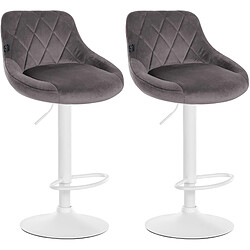 Non Lot de 2 tabourets de bar Lazio velours blanc 