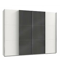 Inside 75 Armoire coulissante LISEA 4 portes blanc verre anthracite 300 x 236 cm HT