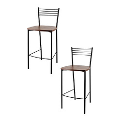 T M C S Tommychairs - Set 2 tabourets ELENA, structure en acier noir mat et assise en bois noix clair