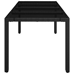 Avis vidaXL Table de jardin dessus en verre Noir 190x90x75cm Résine tressée