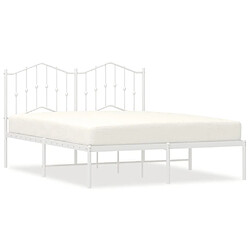 Maison Chic Lit adulte 150x200cm- Cadre de lit métal avec tête de lit pour chambre blanc -MN51876