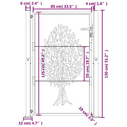 vidaXL Portail de jardin anthracite 105x130cm acier conception d'arbre pas cher