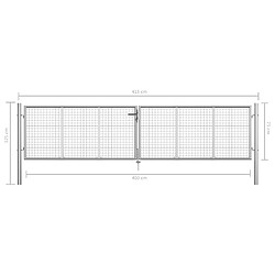 Acheter vidaXL Porte de jardin Acier galvanisé 415x125 cm Argenté