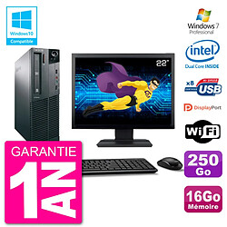 PC Lenovo M82 SFF Ecran 22" G2020 RAM 16Go Disque 250Go Graveur DVD Wifi W7 · Occasion 