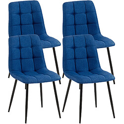 Decoshop26 Lot de 4 chaises de salle à manger en tissu bleu pieds métal noir design moderne et confortable CDS10410 