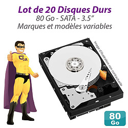 Lot de 20 Disques durs 3.5" 80Go SATA Western Digital Hitachi Samsung Seagate · Occasion 