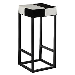 WOMO-DESIGN Tabouret de bar Ø 35x75 cm métal blanc/noir et fourrure de buffle WOMO design WOMO-DESIGN Tabouret de bar 35x75 cm en cuir de buffle véritable et métal thermolaqué, Noir/Blanc, Tabouret de bar carré, Tabouret de comptoir rembourré, Tabouret de comptoir avec revêtement en cuir, Tabouret de comptoir avec repose-pieds