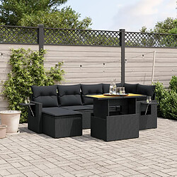 Maison Chic Ensemble Tables et chaises d'extérieur 7pcs avec coussins,Salon de jardin noir résine tressée -GKD910499