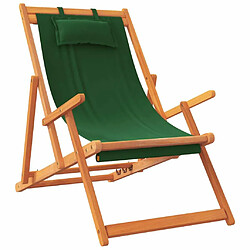 Avis Maison Chic Lot de 2 Chaises de plage pliables | Chaises Relax d'extérieur vert tissu -GKD15604