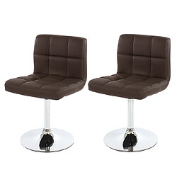 Decoshop26 Lot de 2 chaises fauteuils de salle à manger en synthétique marron CDS04064 