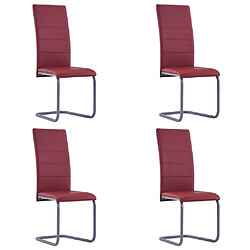 vidaXL Chaises à manger cantilever lot de 4 rouge similicuir 