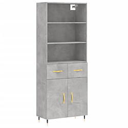 vidaXL Buffet haut Gris béton 69,5x34x180 cm Bois d'ingénierie