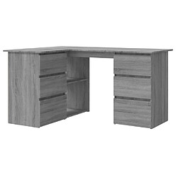 Maison Chic Bureau solide,Table de travail,Bureau d'ordinateur d'angle Sonoma gris 145x100x76 cm Bois d'ingénierie -GKD52522